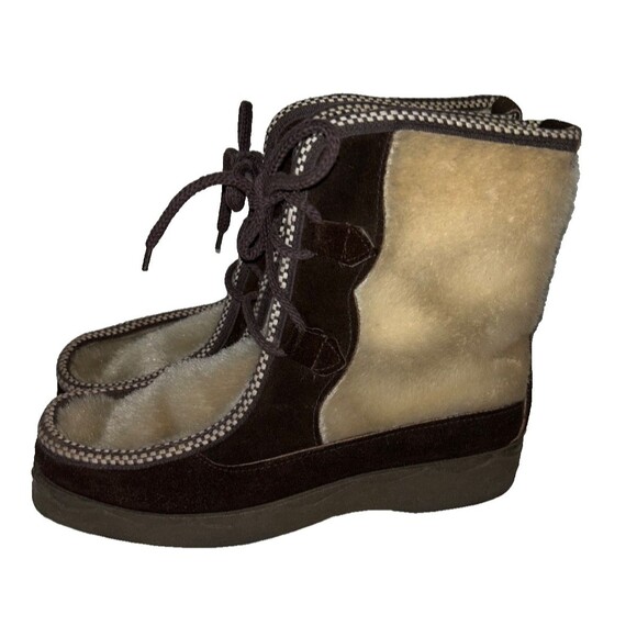 The Unbranded Brand Shoes - Made in Italy Vintage Women’s Fur & Leather Winter Ski Boots size 8 Wool Lined
